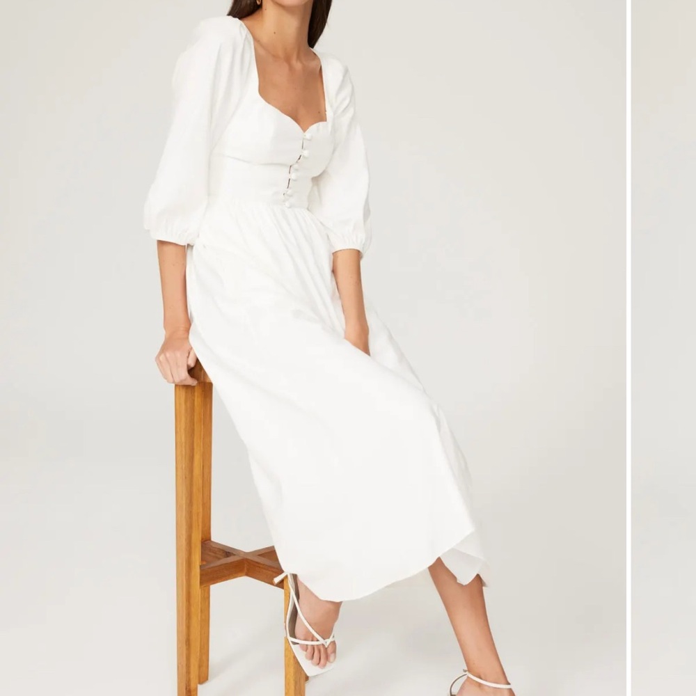 Reformation Madden Elegant White Midi Dress size 10